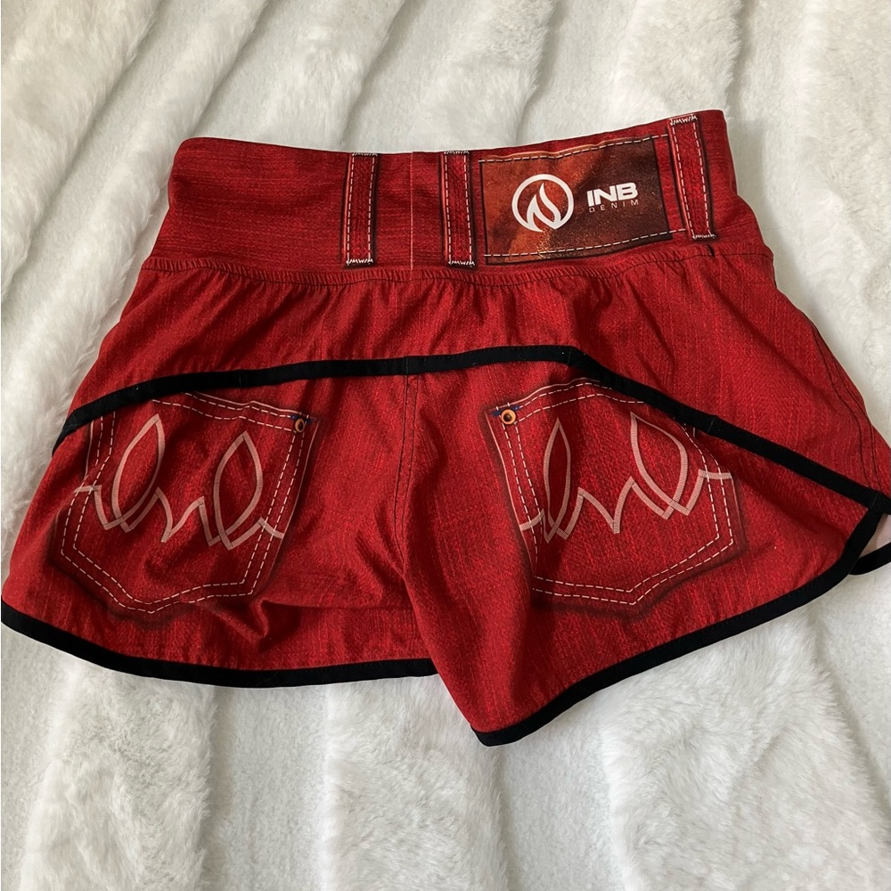 Inknburn Red Denim Women's Red Athletic Shorts sz 2 - Picture 3 of 3